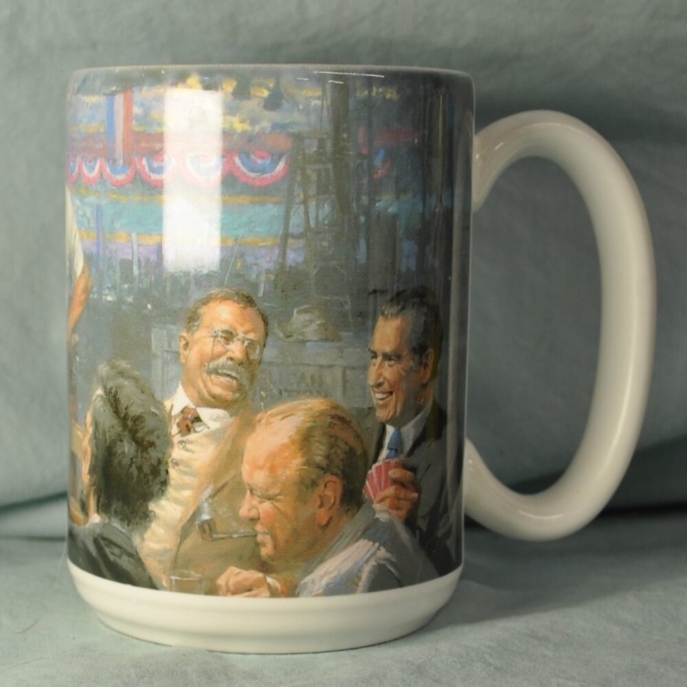 16 oz mug Andy Thomas presidents card game (w1302)